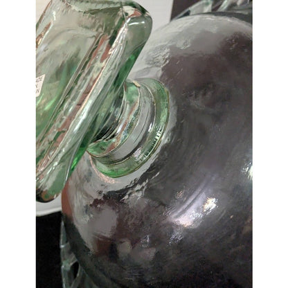100% Recycled Green Glass Pedestal Compote Made in Spain 16" Wide 5" base VTG
