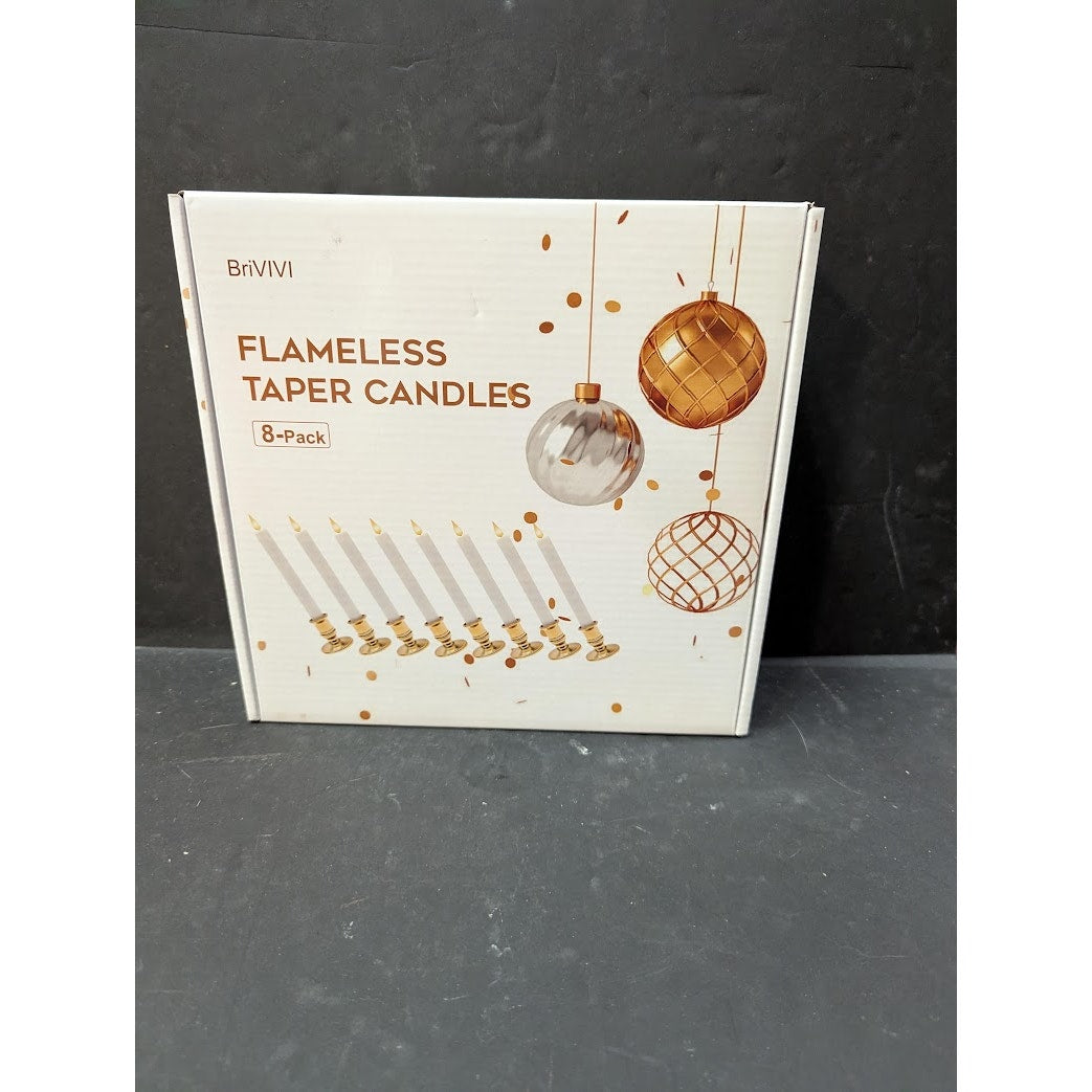 BriVivi LOT of 3 boxes of 8 Flameless Taper Candles 24 Total Gold White NEW