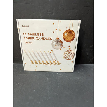 BriVivi LOT of 3 boxes of 8 Flameless Taper Candles 24 Total Gold White NEW