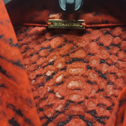 T. Tahari Red Black Animal Print Neck Tie Blouse Top Long Sleeve Y2K Secretary