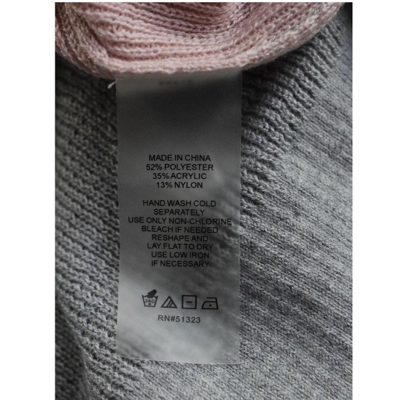 NWT Vince Camuto gray pink stripe ribbed sweater EXTRA-small buttons shoulder XS