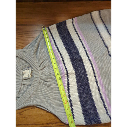 Caslon NWT Grey Striped Knit Swing Tank Top Size Large Textured Sleeveless