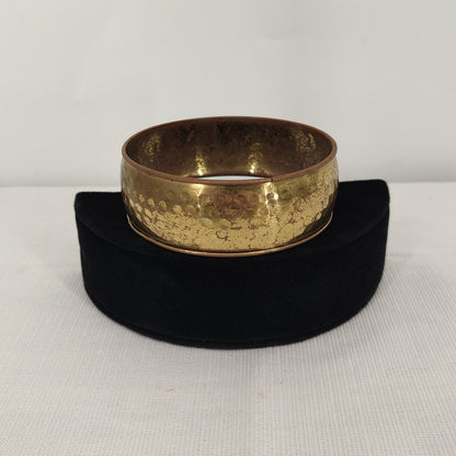 Copper bracelet hammered bangle 1" wide vintage boho statement