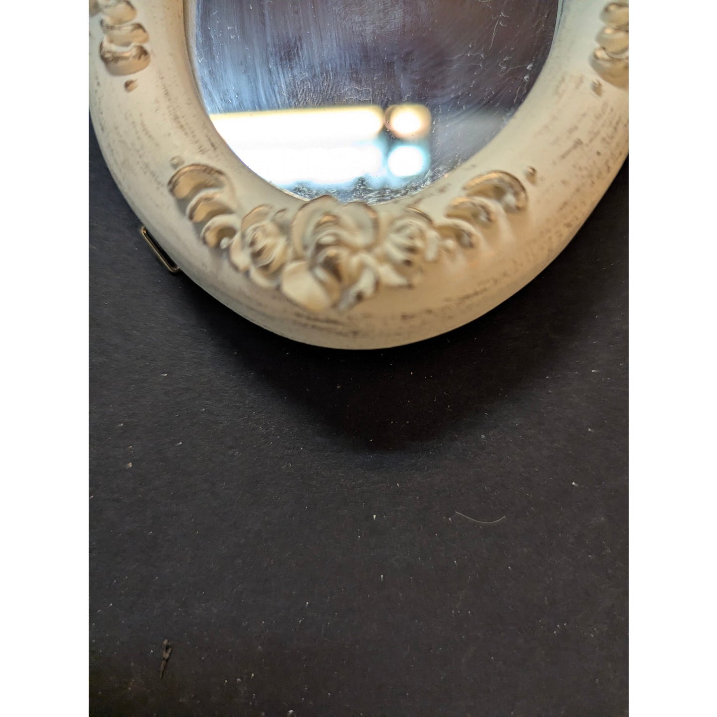 Vintage Cream Ornate Oval Miniature Wall Pocket Mirrors Craft Lot of 4