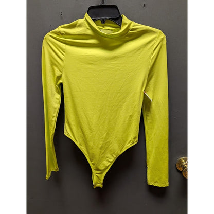 Topshop long sleeve slinky bodysuit in electric green mock neck Size 6 thong