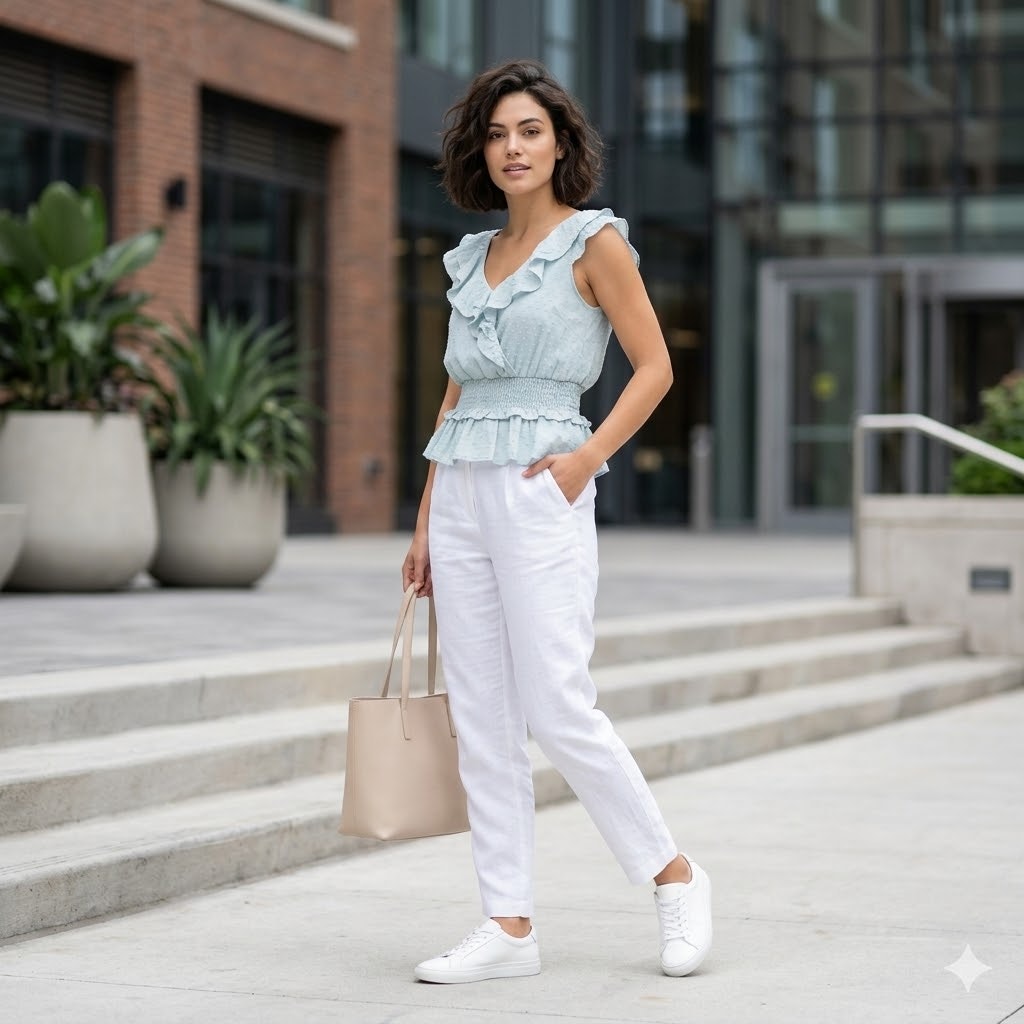DO+BE Light Blue Ruffle Peplum Top Sleeveless Blouse Summer Bohemian Romantic