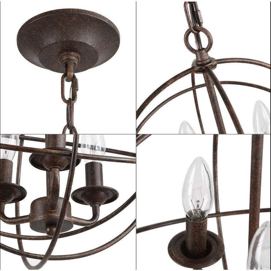LNC Pepontity 3-Light Mini Bronze Chandelier NEW light hanging sphere orb MODERN