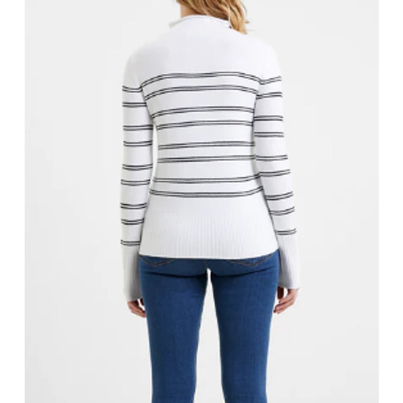 NWT French Connection Mock Neck Pullover Sweater Sz Large in Winter White/Black