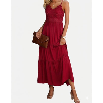 Dokuritu Size Medium Red Sleeveless Midi dress Vneck ruched back travel cruise