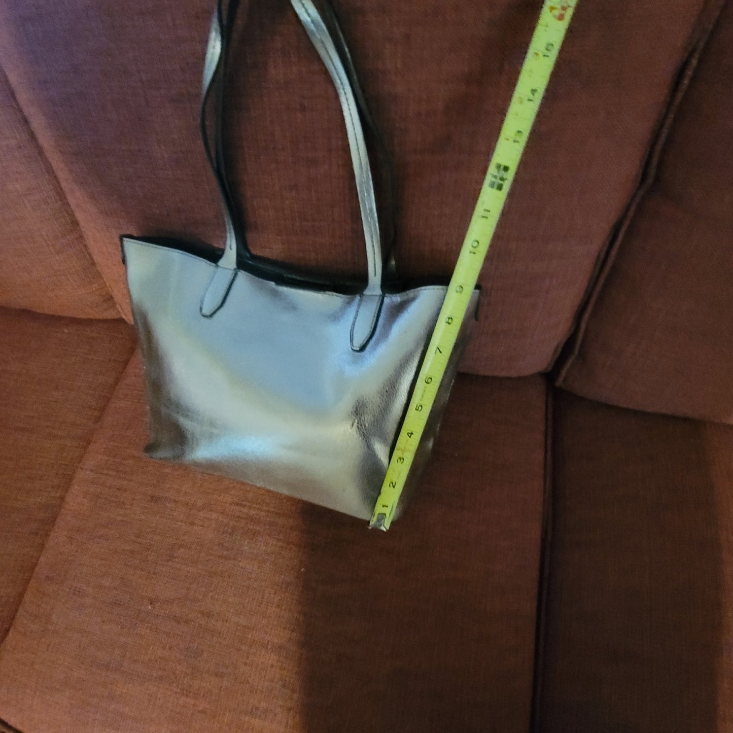 Metallic Bronze Gold Leather Tote Bag Shoulder Bag Handbag