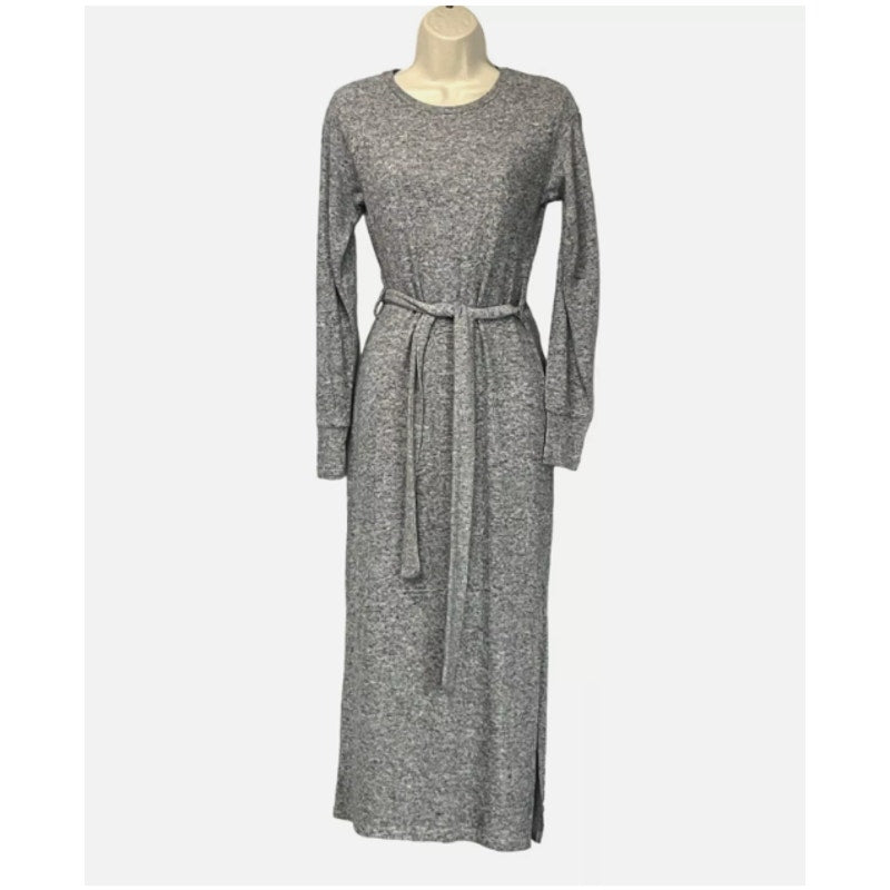 Topshop Long Sleeve Knit Midi sweater Dress Grey Size 10 soft side slit casual