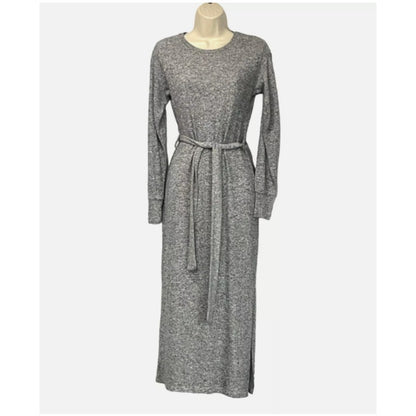 Topshop Long Sleeve Knit Midi sweater Dress Grey Size 10 soft side slit casual