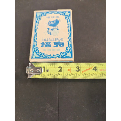Vintage Cat Ball Brand 533 Playing Cards Deck Chinese Mascot Box