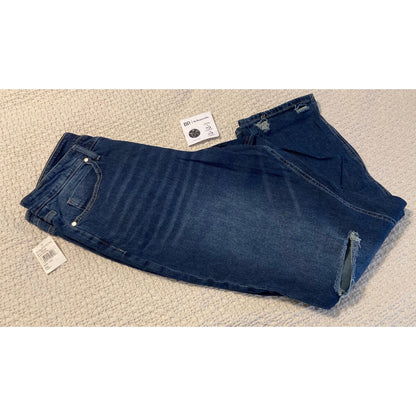 BP Ripped Knee Distressed Zip Fly Denim Jeans Sz 14W in Dark Wash NWT