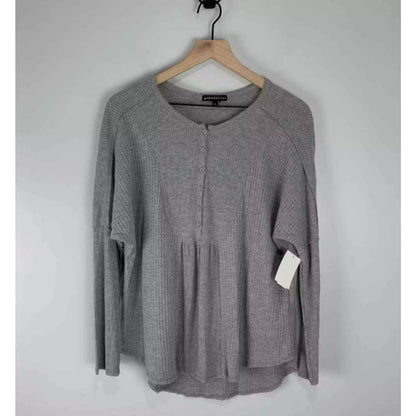Gibsonlook High Low Heather Grey Long sleeve lightweight Top blouse eXTRA-Large