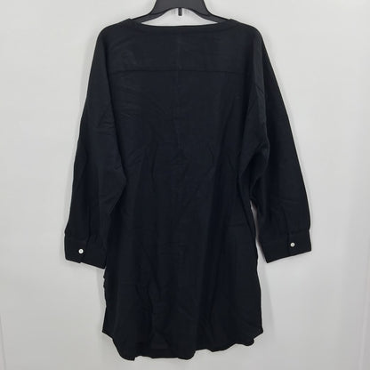 Chelsea28 NWT Solid Black T-Shirt Dress Long Sleeve Size Large Linen Lightweight