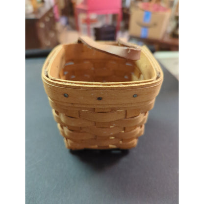 Vintage Longaberger Small Picnic Basket with Leather Handle Signed Dated 1996