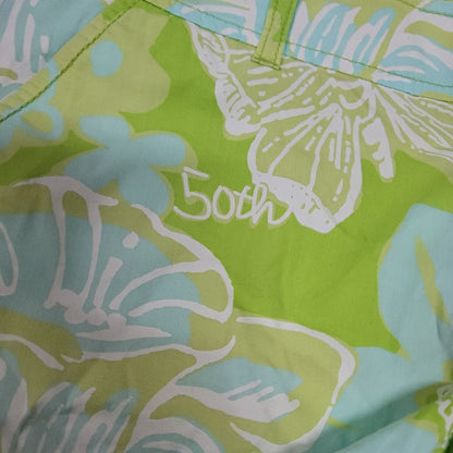 LILLY PULITZER Jubilee 50th Anniversary Shorts Green Blue Floral Size 6
