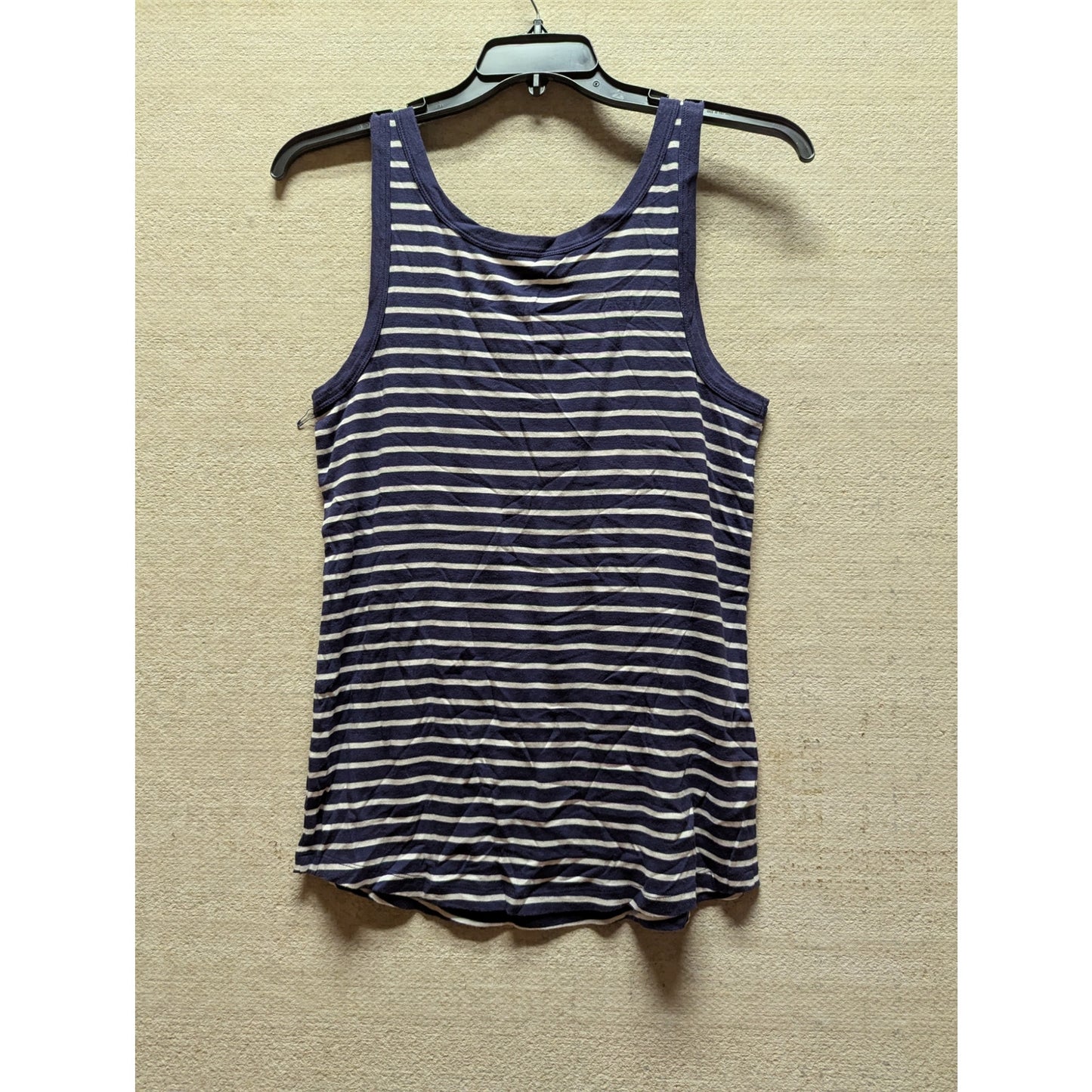 Caslon Cotton Tank In Navy- White Nina Stripe Large summer casual Cruise wear