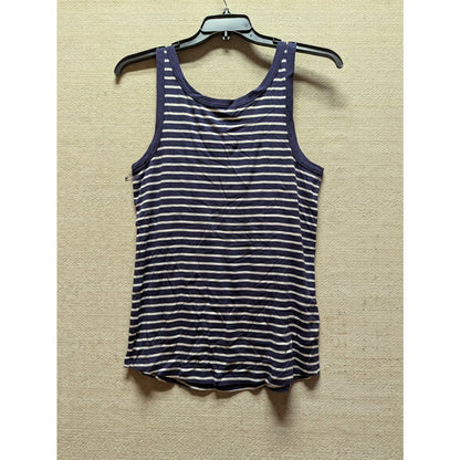 Caslon Cotton Tank In Navy- White Nina Stripe Large summer casual Cruise wear