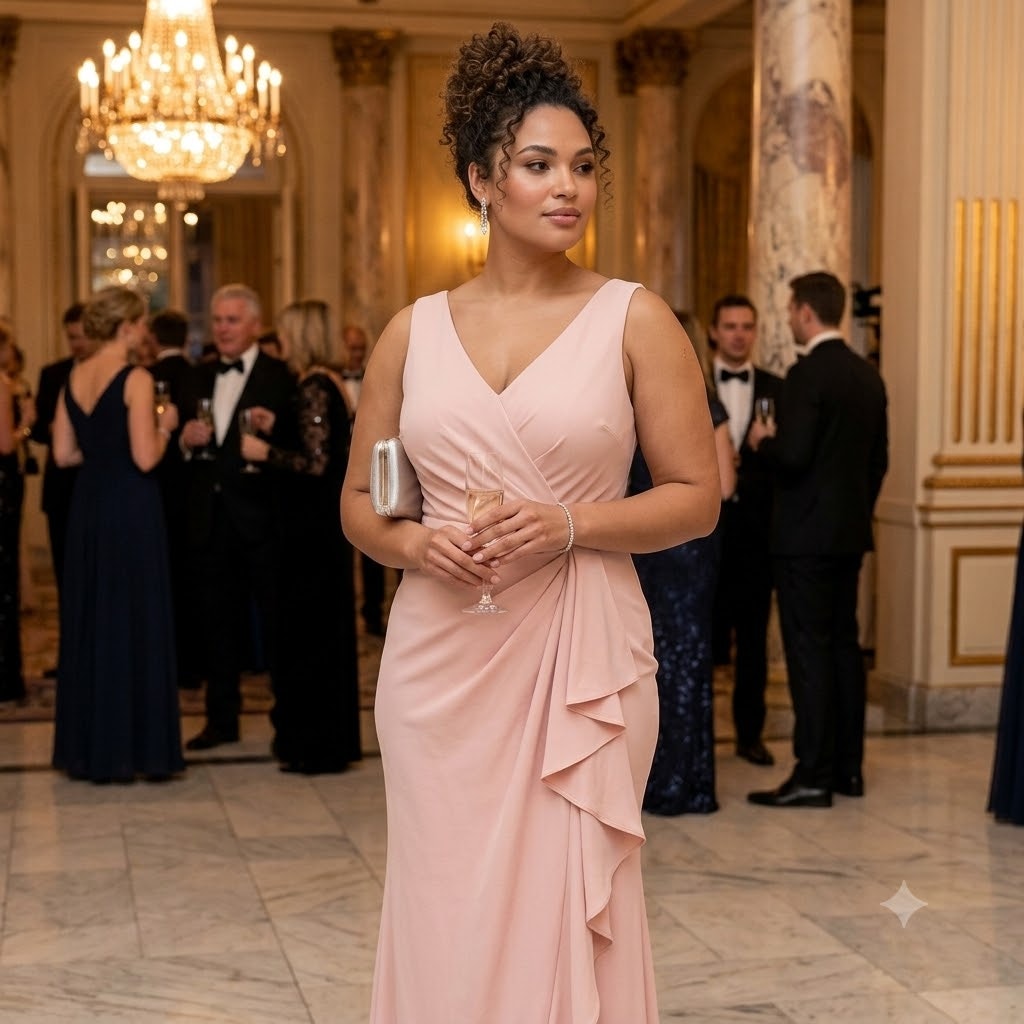 Eliza J Blush Pink Draped Faux Wrap Formal Maxi Gown Plus Size 18 Evening NWT