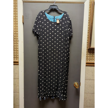 Vintage Helen Blake Black White Polka Dot Midi Dress Retro Rockabilly Style 18