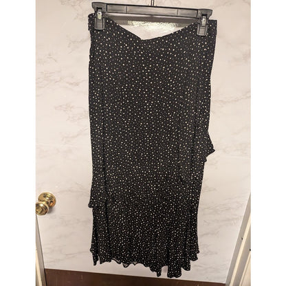 NEW Socialite Black White Polka Dot Skirt Ruffle Size Large Casual Career Ruffle