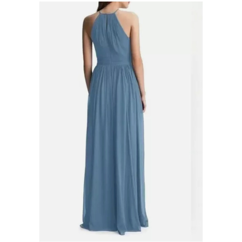 Levkoff Size 4 Dress Maxi Formal Slate Blue Sweetheart keyhole Sleeveless NEW