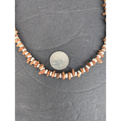 Vintage Goldstone Sunstone Chip Bead Necklace White Tube Spacer Beachy Boho