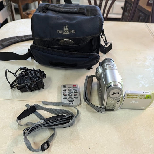 JVC GR-D200U video camera remote strap samsonite bag charger FOR PARTS OR PROPS