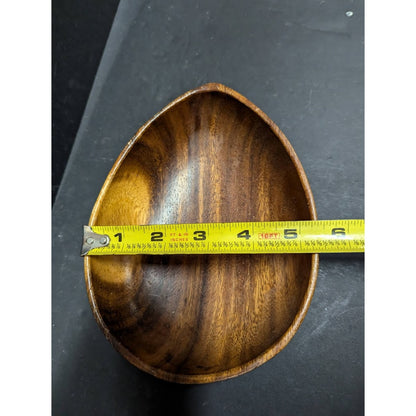 Vintage 1980s Acacia monkeypod wood Caesar salad bowl 7 pc. set serving oval