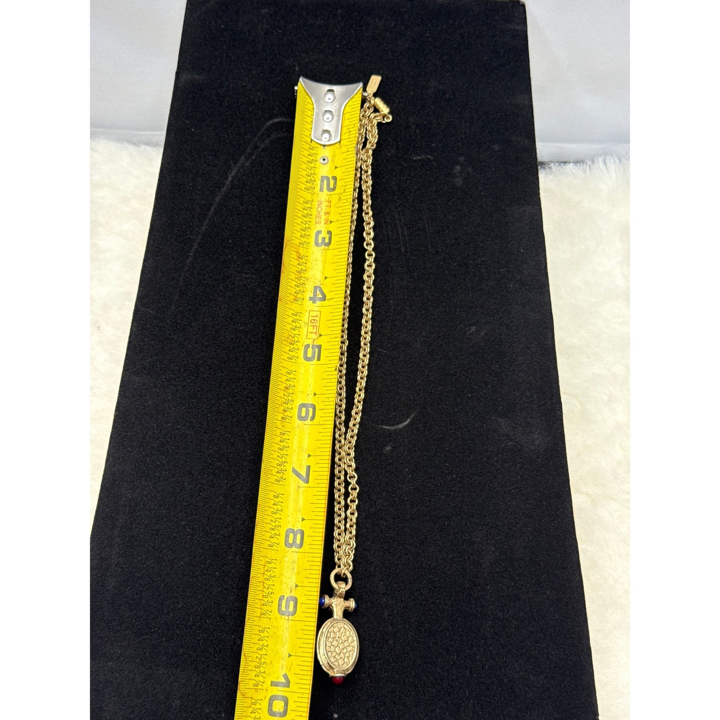 1928 Jewelry Co. Victorian Revival Blue Cabochon Gold Tone Lariat Necklace