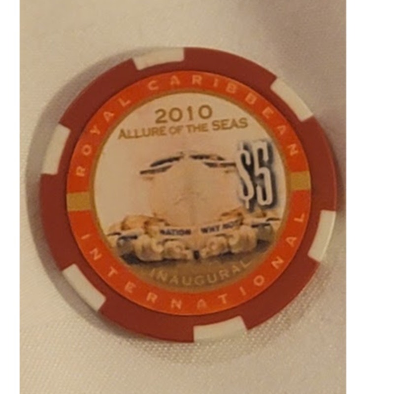 Royal Caribbean 2010 ALLURE of the SEAS $5.00 Red White Collectibles Casino Chip