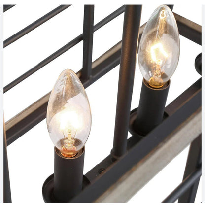 LNC Hypsikalamos 5-Light Large Grey and Wood Island Light NEW Pendant