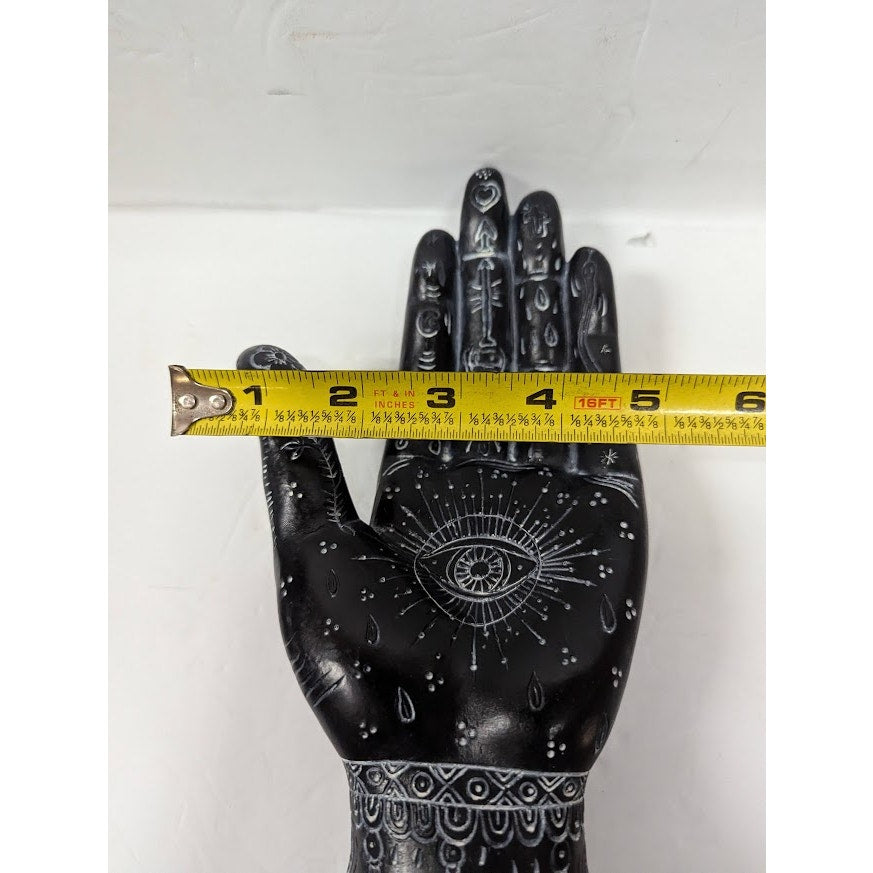 Hand Hamsa Evil Eye Decor 9.5 Inch Astrology Spiritual Art Sculpture