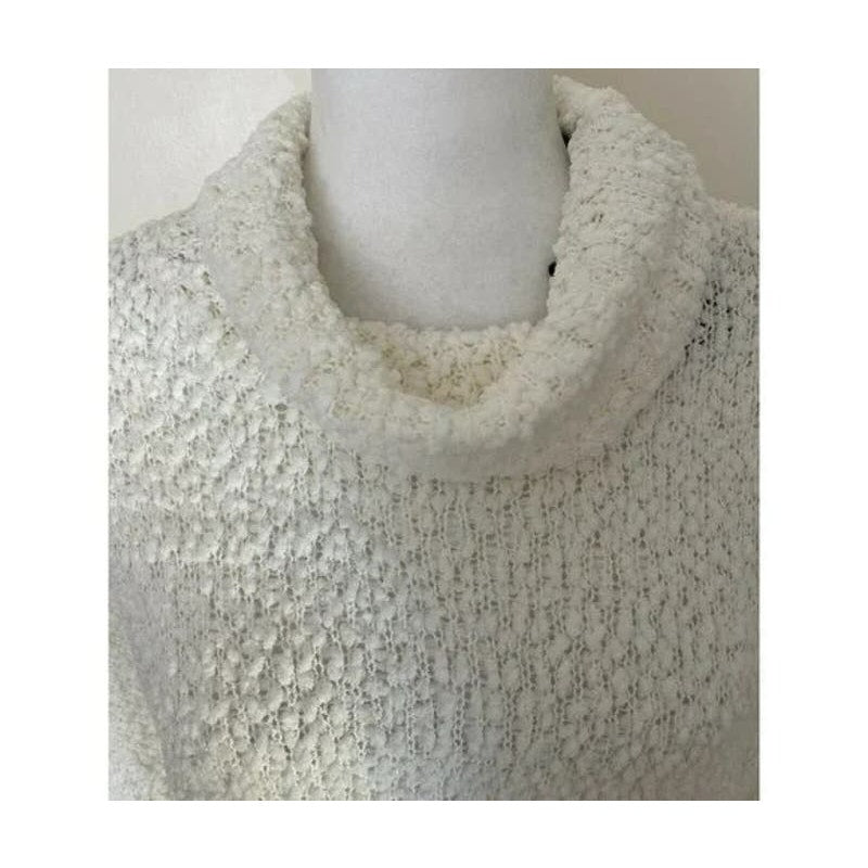 Bobeau Pullover Boucle Popcorn Cowl Neck Sweater Sz Medium in Winter White NWT