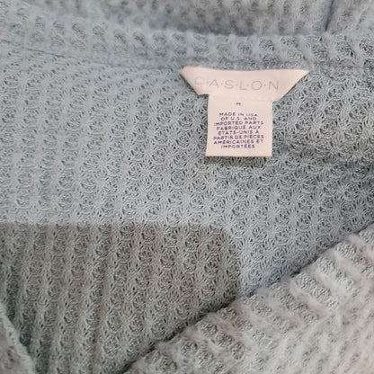 Caslon Size Medium Textured Knit Thermal Shirt Blouse Top NEW Blue Mineral