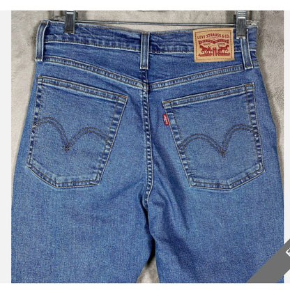 Levis Wedgie Straight Jeans Women's 27High Rise Button Fly Medium Stone Wash