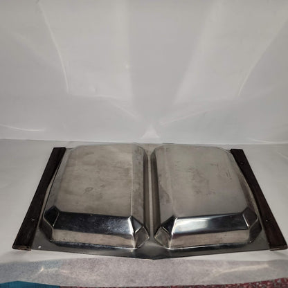 Stainless Steel Denmark Metal Wood double compartment serving tray