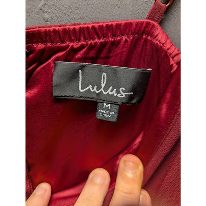 Lulus Wine Red V-Neck Spaghetti Strap Maxi Dress Size Medium New Formal Evening