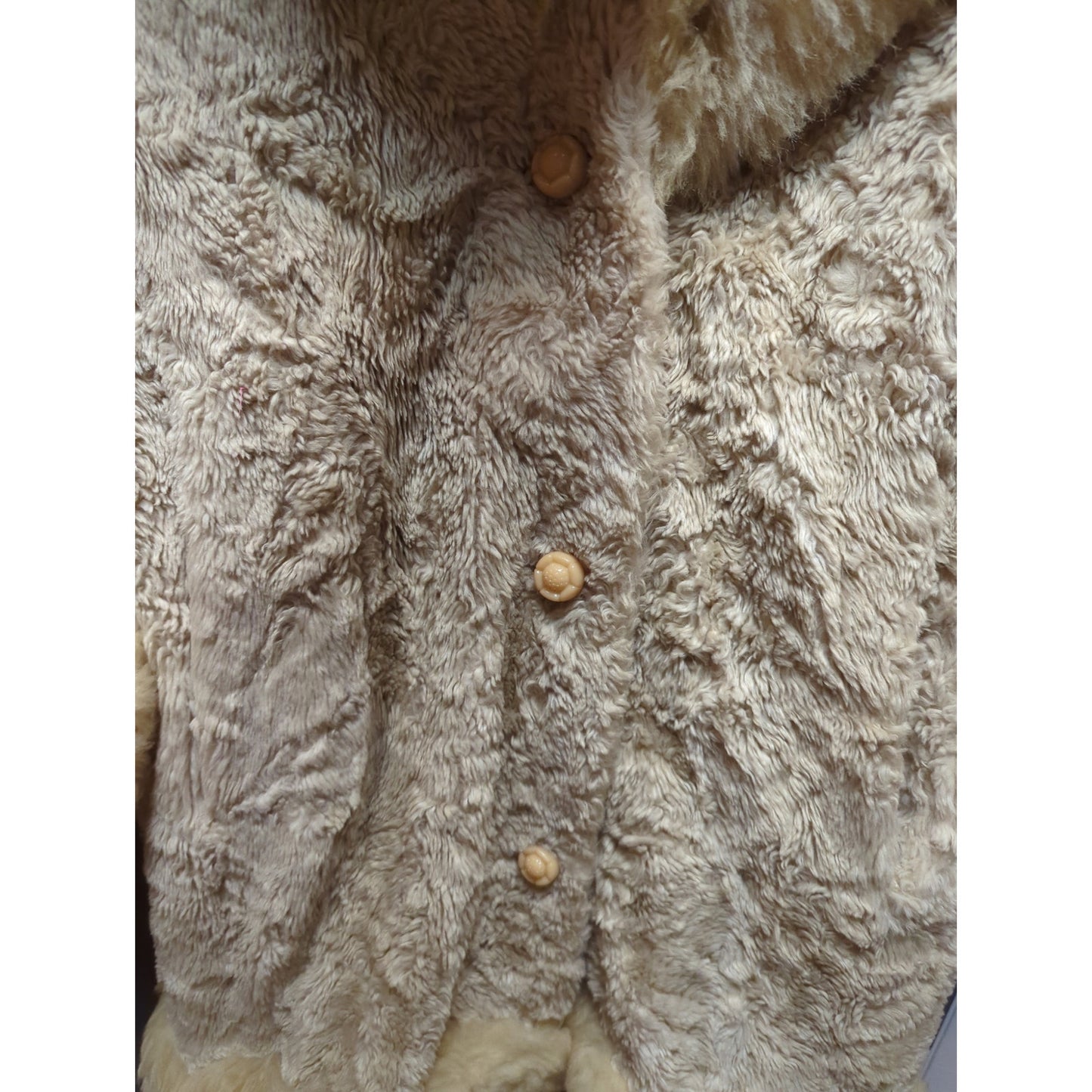 Mob Wife Luxe Sears Fashion Faux Fur Coat Cream Salmon Satin Liner