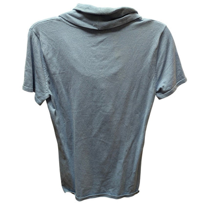 Alex Marie Powder Blue Draped Cowl Neck Short Sleeve Knit Sweater Top Y2K Office