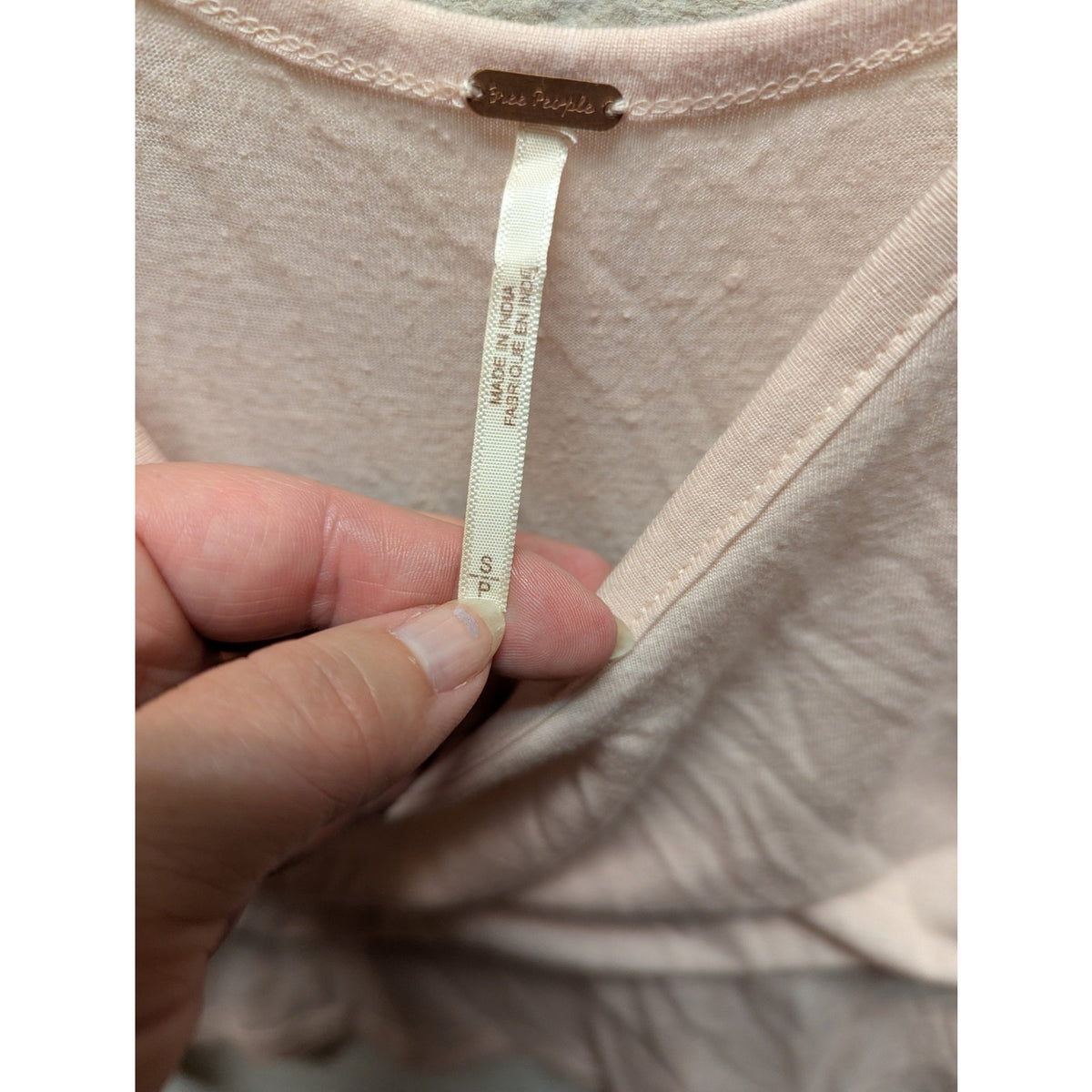 Free People Light pink tank adjustable strap sheer top shirt layering Size Small