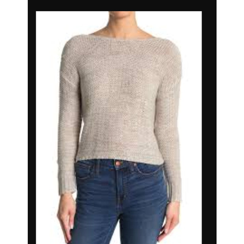 NEW Abound knit Gray Sweater Twist Back Detail Size Small short waisted