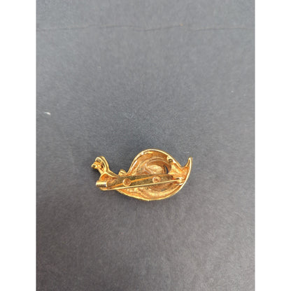 Vintage Gold Tone Enamel Snail Pin Small One Inch Whimsical Luck