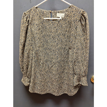 Melloday Animal Print speckle Top Longsleeve LARGE Causal blouse long sleeve NEW