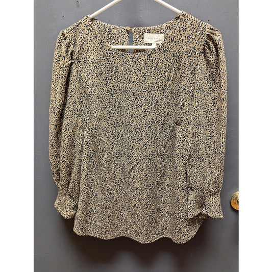 Melloday Animal Print speckle Top Longsleeve LARGE Causal blouse long sleeve NEW