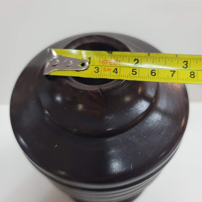 Hand turned black walnut vase heavy aged solid wood crackle varnish vessel