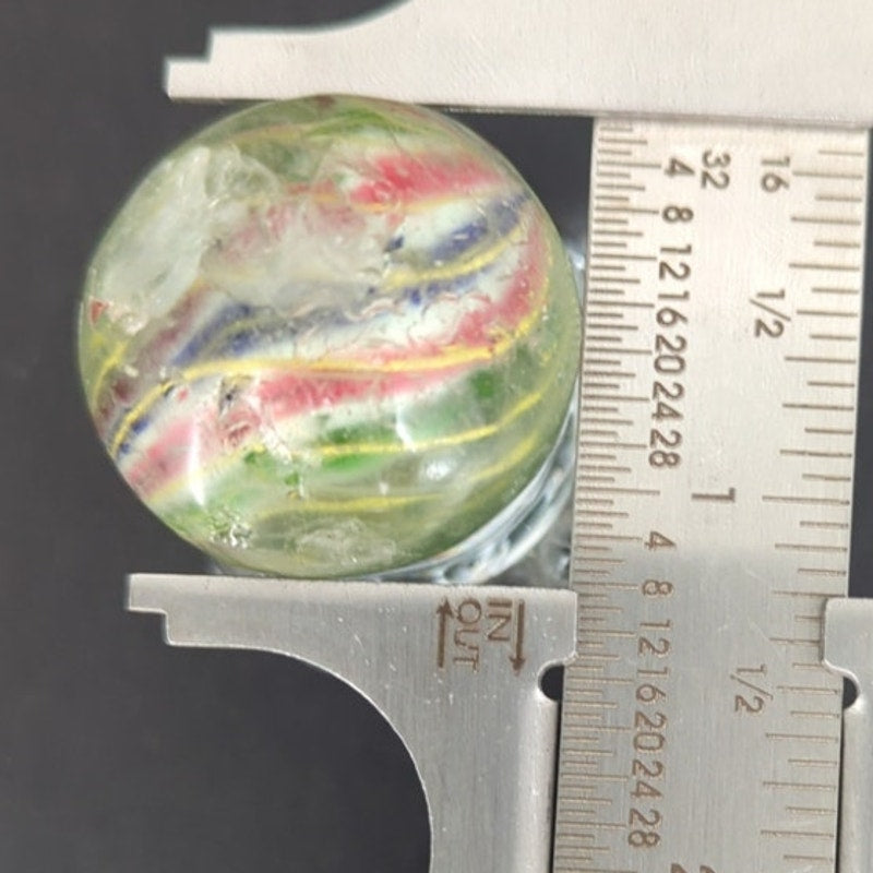 Antique German Handmade Glass Swirl Marble 1-1/4" Large Shooter Chippy AB2T