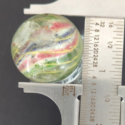 Antique German Handmade Glass Swirl Marble 1-1/4" Large Shooter Chippy AB2T